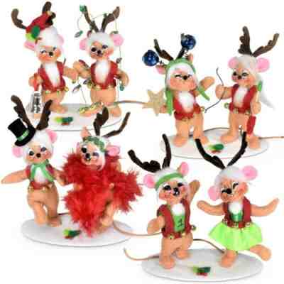 ANNALEE CHRISTMAS SANTA'S TEAM 8 DEER 3" COMET CUPID DONDER BLITZEN +4 MORE