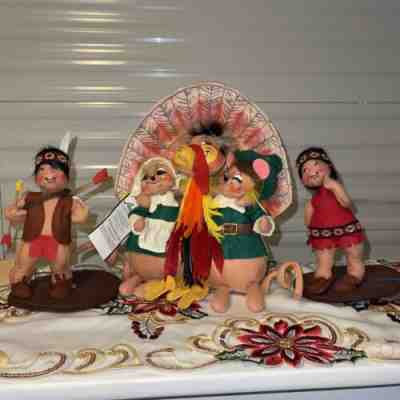 Annalee 2006 Let's Talk Turkey 10" Pilgrim 1994 Native American Boy Girl