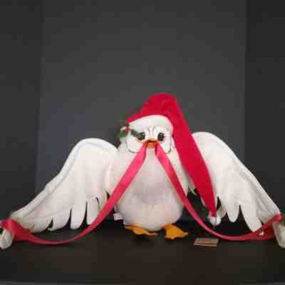 Vintage 1990 Annalee, Large, White, Christmas Owl, 24" Wingspan, 14" H, w Tag