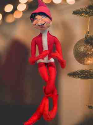 Vintage Large Handcrafted Annalee Thorndike Dolls Laughing Santa Elf