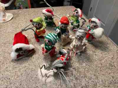 Annalee Christmas Mice Mouse - 1967-1999- Lot of 9 MINT Vintage