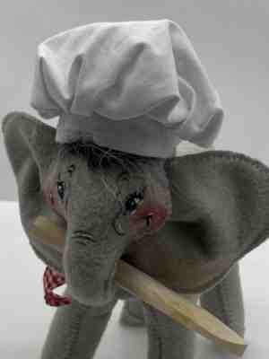 Annalee Doll 8 Inch 2010 Chef Elephant 75th Anniversary Wooden Spoon Hat Scarf