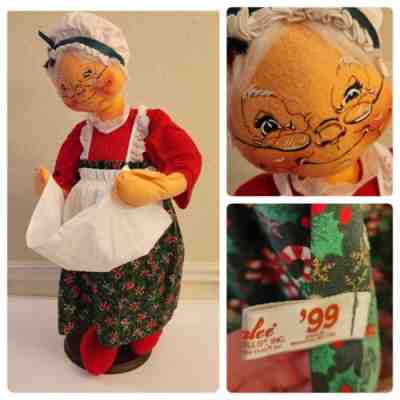 Vintage Annalee Mrs. Claus LARGE 30" Tall 1999 Christmas Wood Base Apron