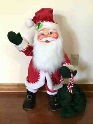 Annalee 2007 Peppermint Santa 30" Large Christmas Doll w/ Green Sack CUTE L@@K!