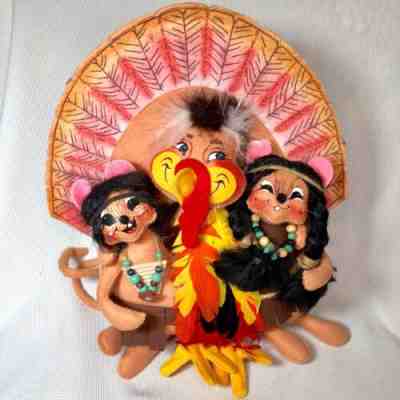 Annalee 2007 Let's Talk Turkey Indian Mice Bunche 11" Thanksgiving Doll Felt