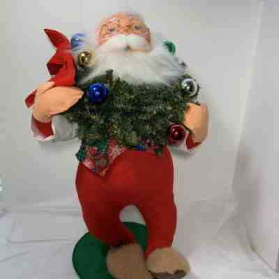 ANNALEE 2002 SANTA CLAUS YULETIDE WREATH Figurine 18" Glasses