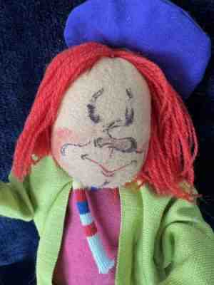 Vintage Annalee Doll 1950â??s No Tag Felt Doll 14 IN Painted Face Wire Stand