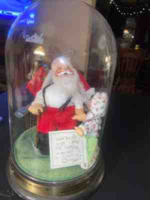 Annalee Santa on a Rocking Chair with Child Christmas Wishes 1987. Dome And Base