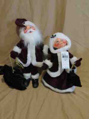 New 15" & 13" Annalee Christmas Dolls Mr. & Mrs. Jinglebell Santa Claus Plush