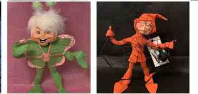 Annalee 10" Spider Web Elf 299401 And Annalee 9 in green spring elf
