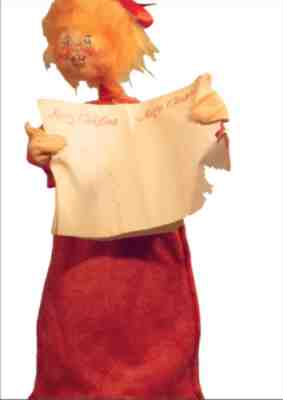 Annalee Choir Girl in Felt Red Robe with Music Sheet Vintage made USA Red Head