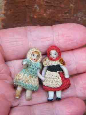 TWO ANTIQUE ALL BISQUE CARL HORN /HERTWIG DOLLS