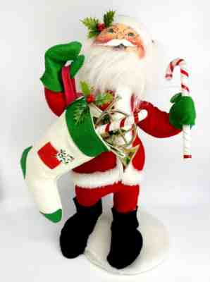 VTG LARGE 1991 ANNALEE 18" SANTA CLAUS DOLL W. STOCKING & CANDY CANES-CHRISTMAS