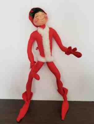 1954 Annalee 24" Inch Red Felt Elf Poseable Christmas Doll
