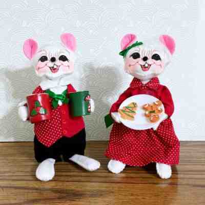 Annalee Christmas Mouse Doll Set 2 Holiday Cheer Cocoa Cookies 2021