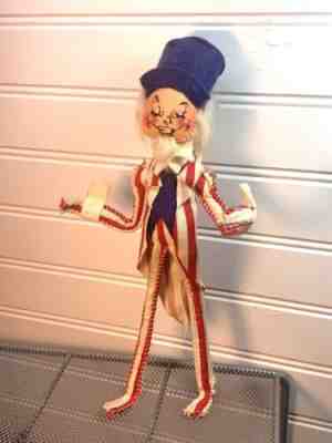 Rare Vintage Annalee Mobility Doll 1971 Uncle Sam 10â? Tall With Tags (5C)