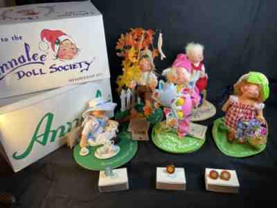 Annalee Doll Society Logo Kids LOT OF 5 DOLLS W/4 Pins 1990 91 95 96 97