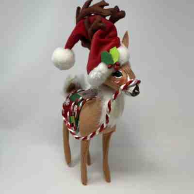 12" Annalee *2007* *PEPPERMINT CANDYCANE REINDEER* Christmas Doll