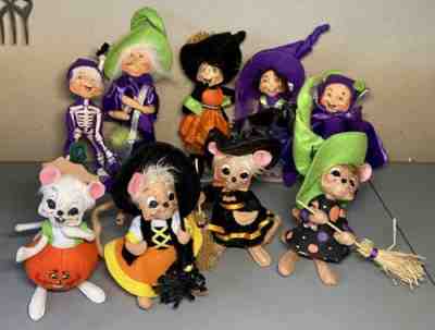 Lot-9 Annalee Spooky Haunted Halloween Witch Skeleton Devil Crystal Ball Mouse