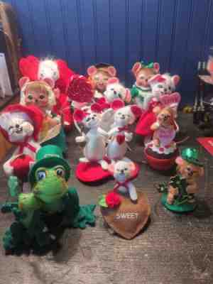 Annalee lot of 12 Holiday Elephant, Valentines, St Patricks Day, and more