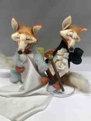 Annalee Bride & Groom Fox Dolls 1981