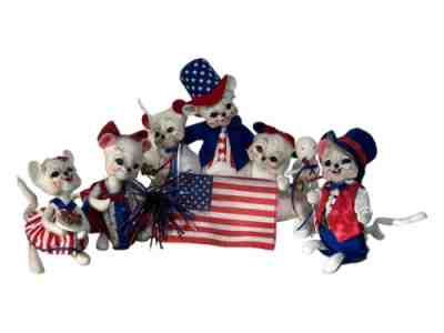 Annalee Fourth 4th of July â??Patriotic Bunch of Mice American Flag 10"+ 3 6"