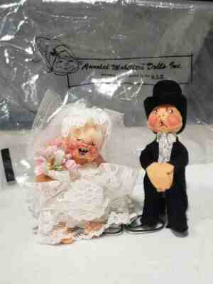 1987 NWOT 3" Bride and Groom Annalee Doll Cake Topper