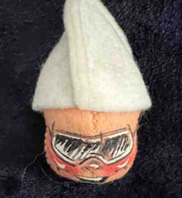 Vintage Annalee Doll Pin 1963 Meredith NH Felt Doll Head 3 IN Sunglasses Ski