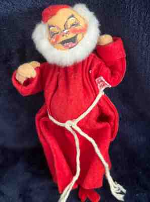 Vintage Annalee Monk Doll 1962 Tagged 8.5 IN Red Robe Felt Doll Cloth Doll Santa