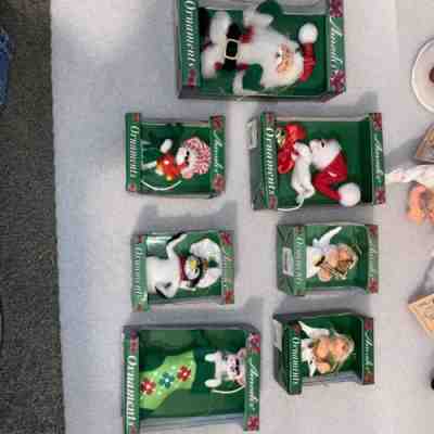 7 new Annalee Christmas Ornaments santa, mouse, pengiun & angels