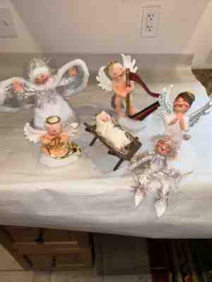 Annalee Dolls Christmas Lot of 6, 4 Angels, 1 Winter Pixie, 1 Baby JesusÂ 