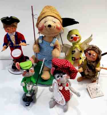Vtg Annalee Dolls Lot Easter Duck Soldier Drummer Golfer Valentine Chef Bear