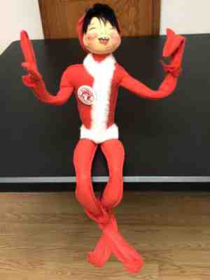 Vintage Posable Annalee Doll Red Elf Christmas Made In New Hampshire 1954