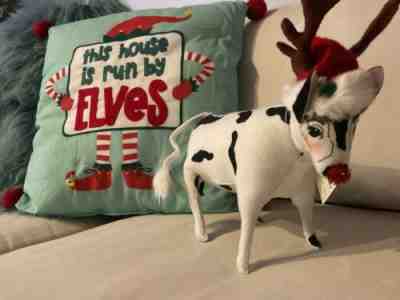 Annalee Doll 2008 Christmas Cow Red Nose Xmas Holiday