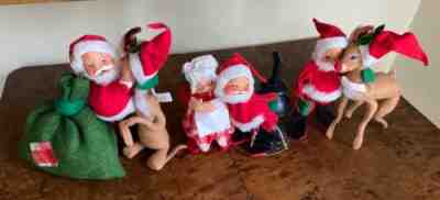 Vintage Annalee Christmas lot Six Dolls dated 1971