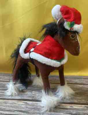 Large  ??2016 ? Annalee Christmas Doll Clydesdale Horse in Santa Hat & Blanket