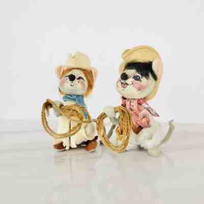 Vintage Annalee Cowboy Mouse & Cowgirl Mouse Dolls 6.5â? 1974 Mice