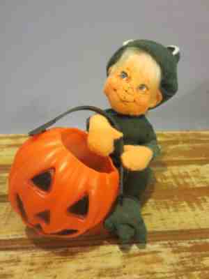 Vintage 2002 Annalee 7" Halloween Frog Boy with Pumpkin RARE Prototype