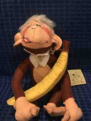 Annalee Dolls Monkey with Banana 12â? Green Tag 1973