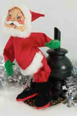 1971 Annalee SANTA CLAUS W/ POT BELLY at Stove Mobilitee Doll Wire Christmas VT