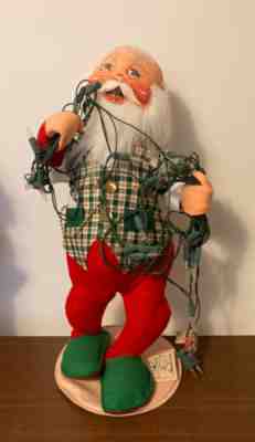 Vintage 18" Annalee 1995 Santa Claus Doll w Working Strand of Christmas Lights