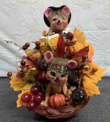 2008 Annalee Thanksgiving Cornucopia Centerpiece Fall Pilgrim Mouse Doll 10"