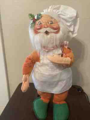 ANNALEE 1989 Motorized Animated Chef Baker Christmas Santa 18â? ï¿¼ Missing Parts
