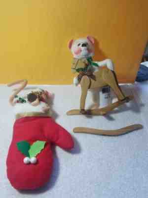 Annalee Bear With Rocking Horse "Horsing Around" & Mouse in Glove
