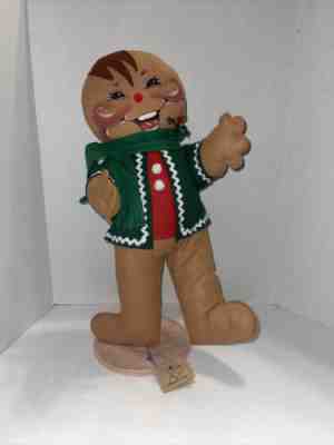 Vintage 1992 Signed Annalee Christmas, "Gingerbread Man" with Stand, 21" Height