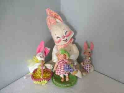 Lot of 4 Vintage Annalee Easter Dolls Bunny Spring Girl Decorations 6-15"