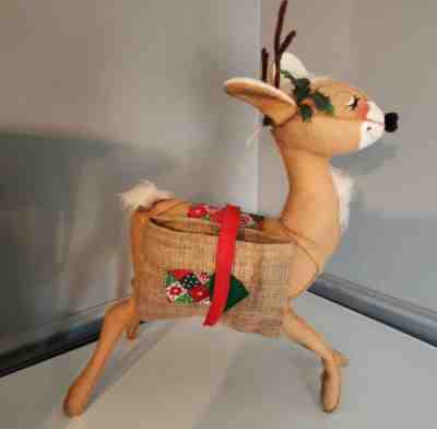 VINTAGE LARGE 20 ANNALEE MOBILITEE CHRISTMAS REINDEER WITH SADDLE BAGS 1965