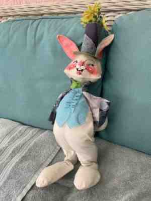 VINTAGE 22" ANNALEE LAUGHING COUNTRY BUNNY BOY RABBIT WITH TOP HAT