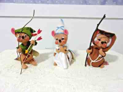 New ListingSet of 3 Annalee Dolls Mice ~ Robin Hood Friar Tuck and Maid Marion 1990