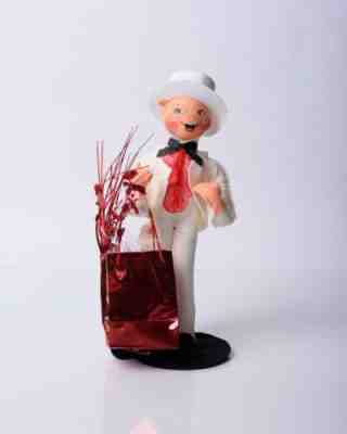 Annalee 13" Valentine's Day Lovable Larry Cloth Doll White Tuxedo Red gift Bag